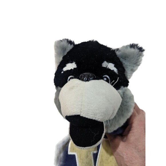 UW drawstring bag Racoon Badger lush blue gold   21 x 12 inches - Picture 2 of 8